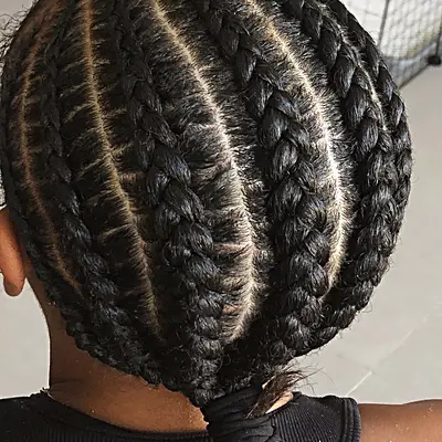 Knotless box braids, Mid back, medium, seen from above