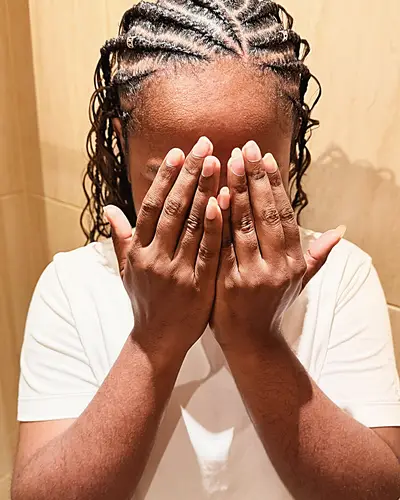 Knotless box braids worn by a client