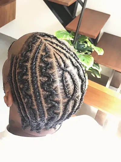 Cornrows seen from above, straight back